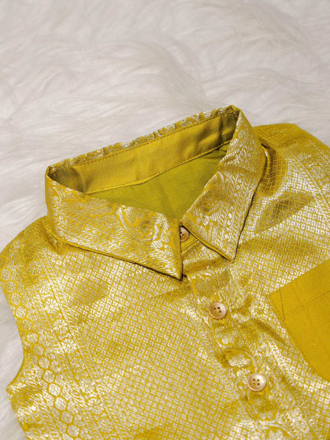 Yellow Boy Romper with Zari Weave