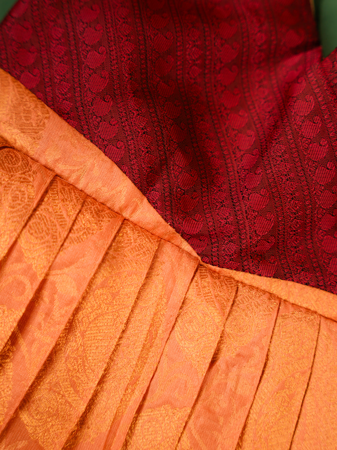 Sunset Maroon – Silk Gown for Newborn Girls