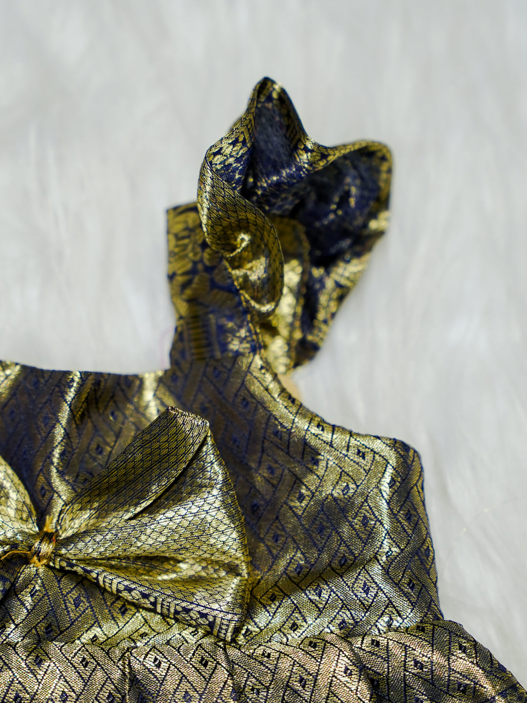 Black & Gold Kanchipuram Silk Baby Gown