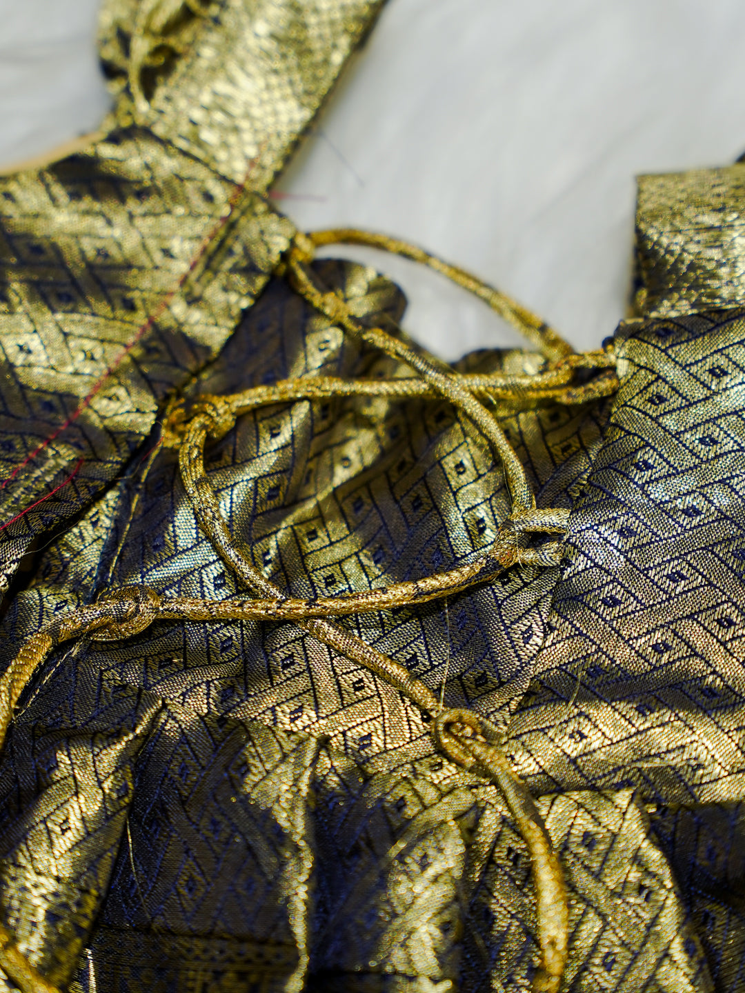 Black & Gold Kanchipuram Silk Baby Gown