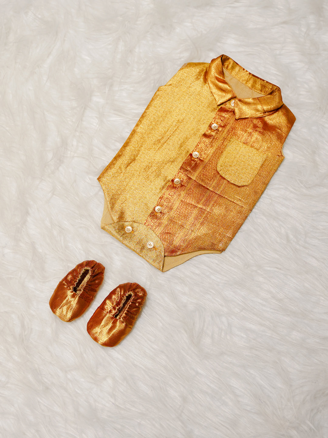 Gold Boy Romper with Dual Tone Design