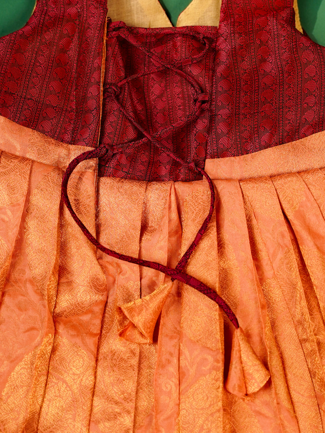 Sunset Maroon – Silk Gown for Newborn Girls