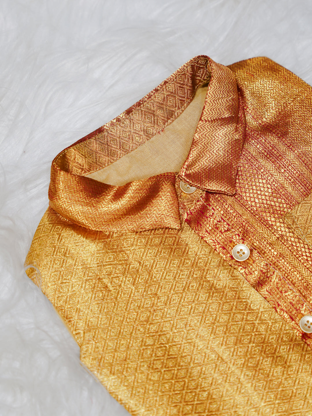 Gold Boy Romper with Dual Tone Design