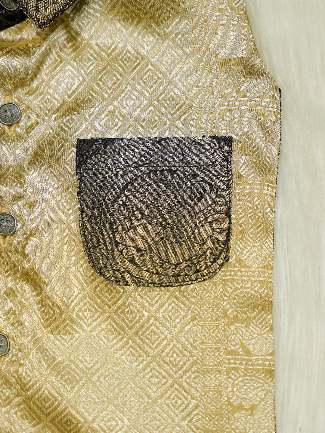 Black Gold Brocade Baby Boy Romper