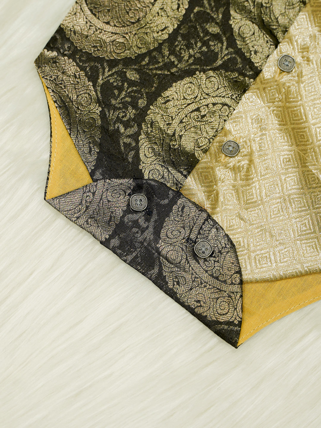 Black Gold Brocade Baby Boy Romper