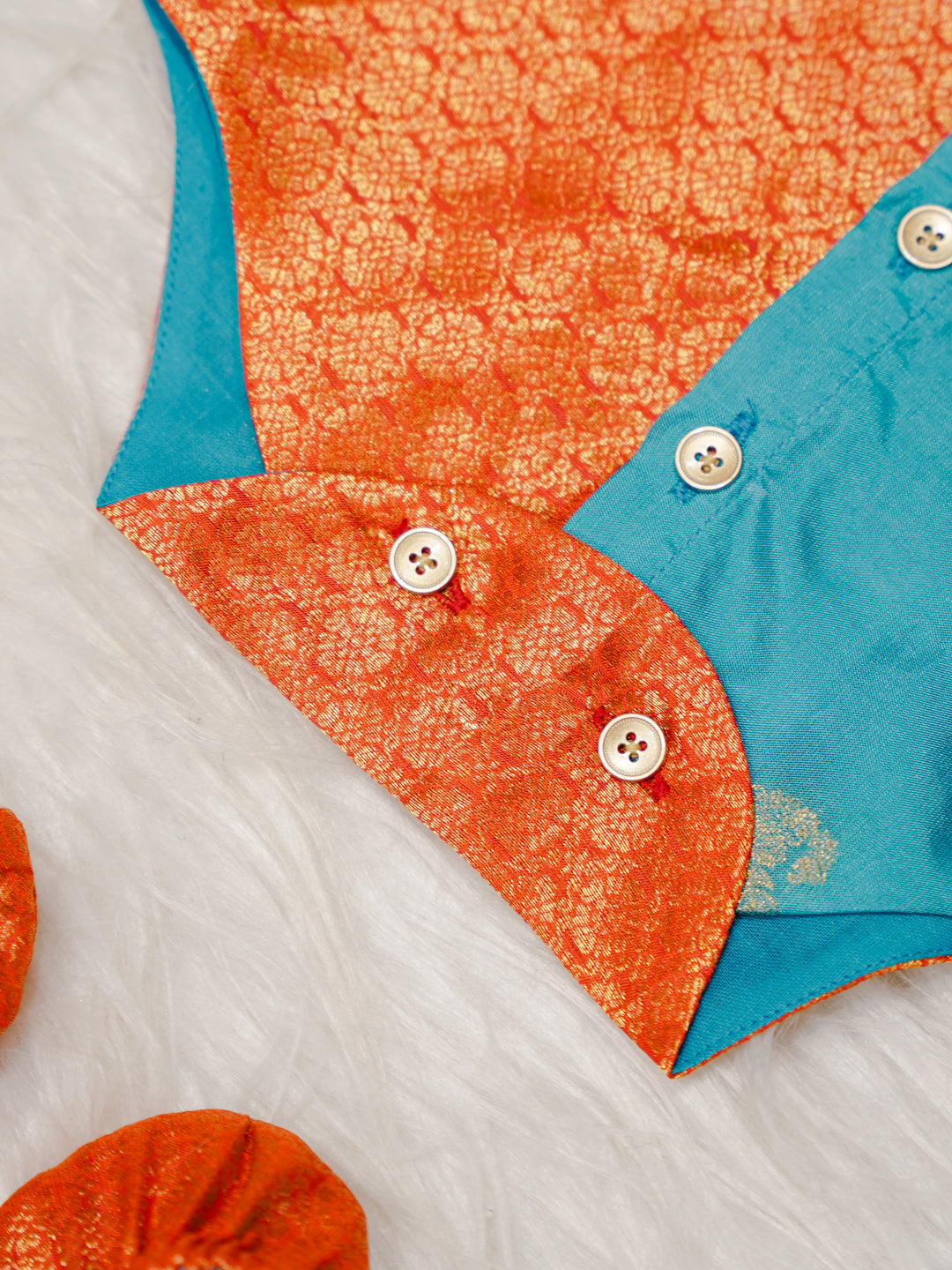 Orange Boy Romper with Dual Tone Design