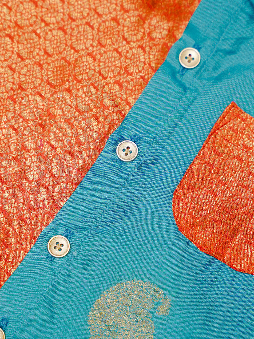 Orange Boy Romper with Dual Tone Design