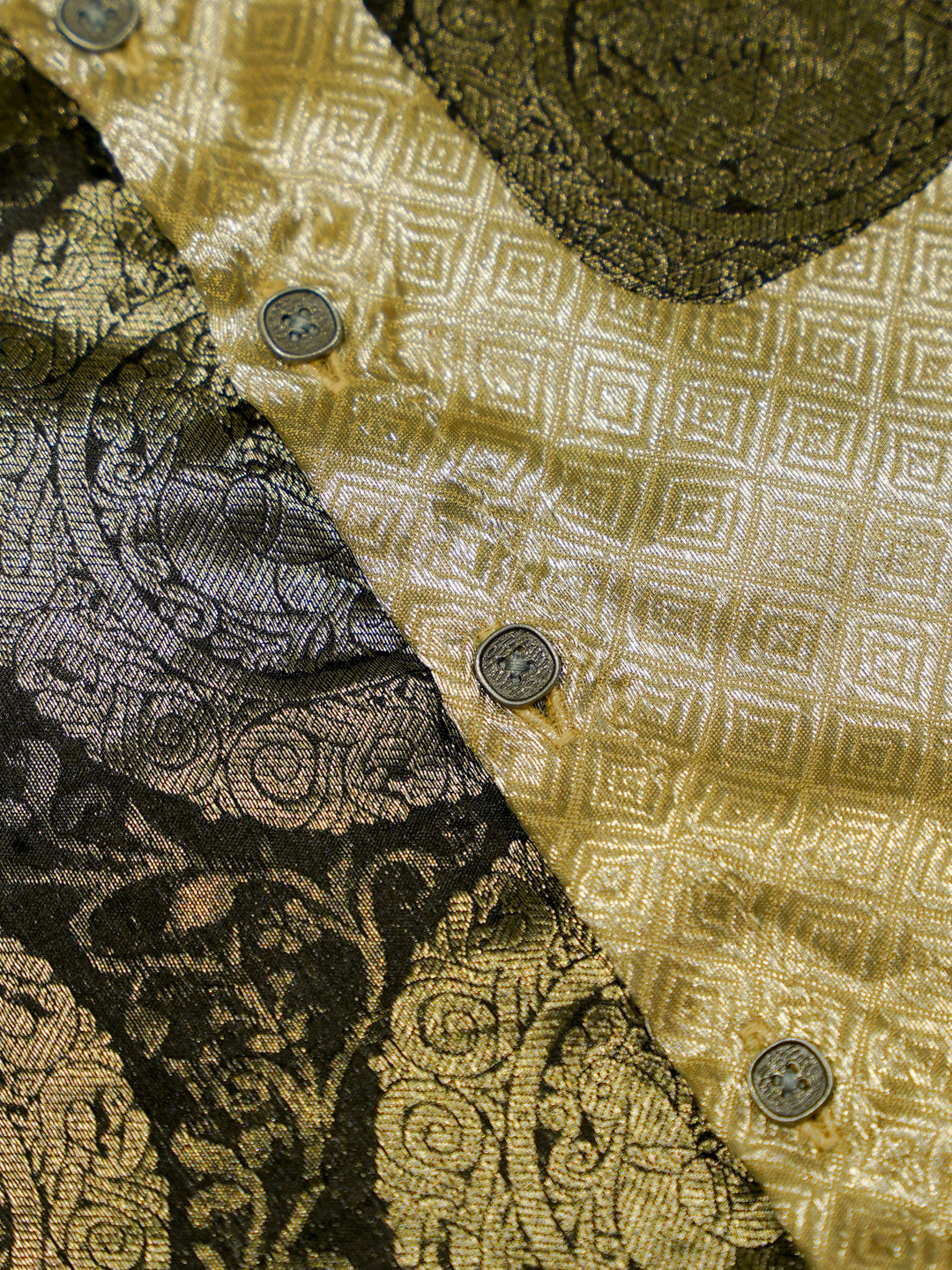 Black Gold Brocade Baby Boy Romper