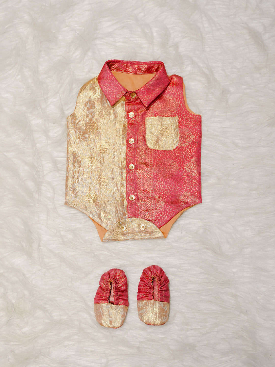 Peach Boy Romper with Dual Tone Design