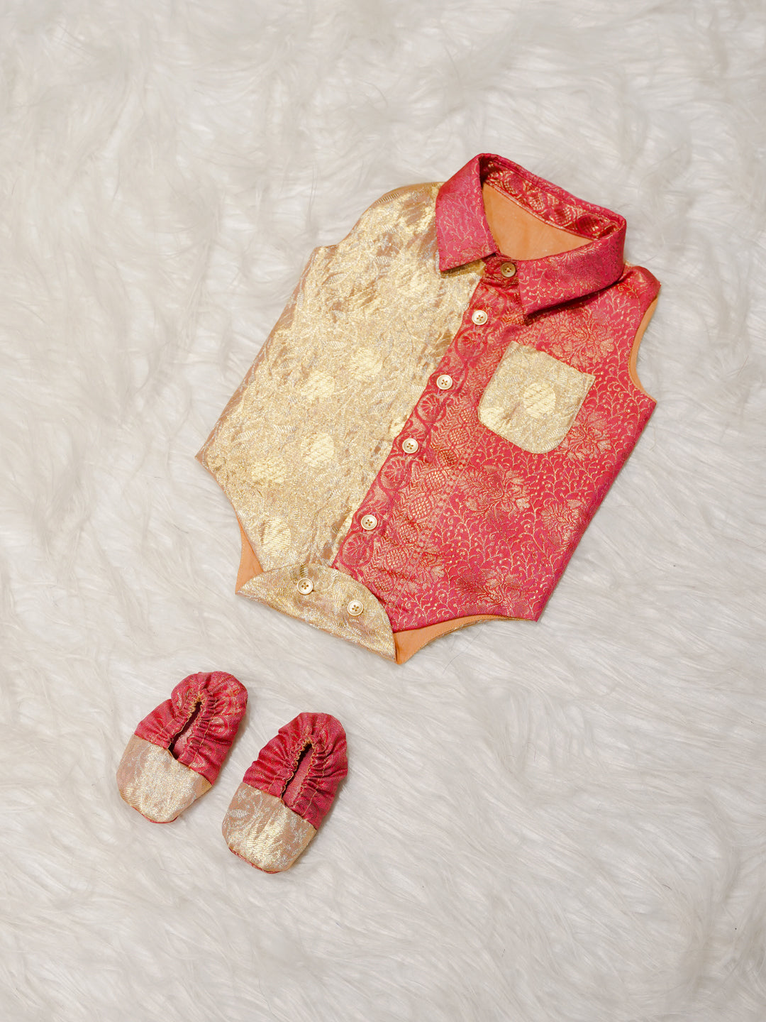 Peach Boy Romper with Dual Tone Design