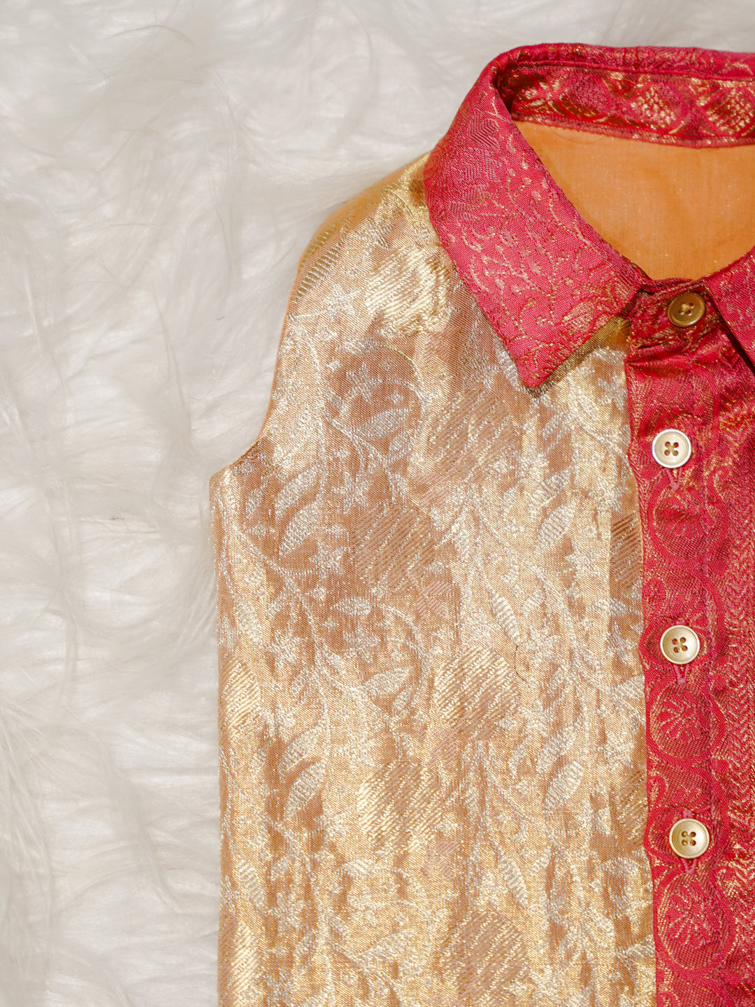 Peach Boy Romper with Dual Tone Design