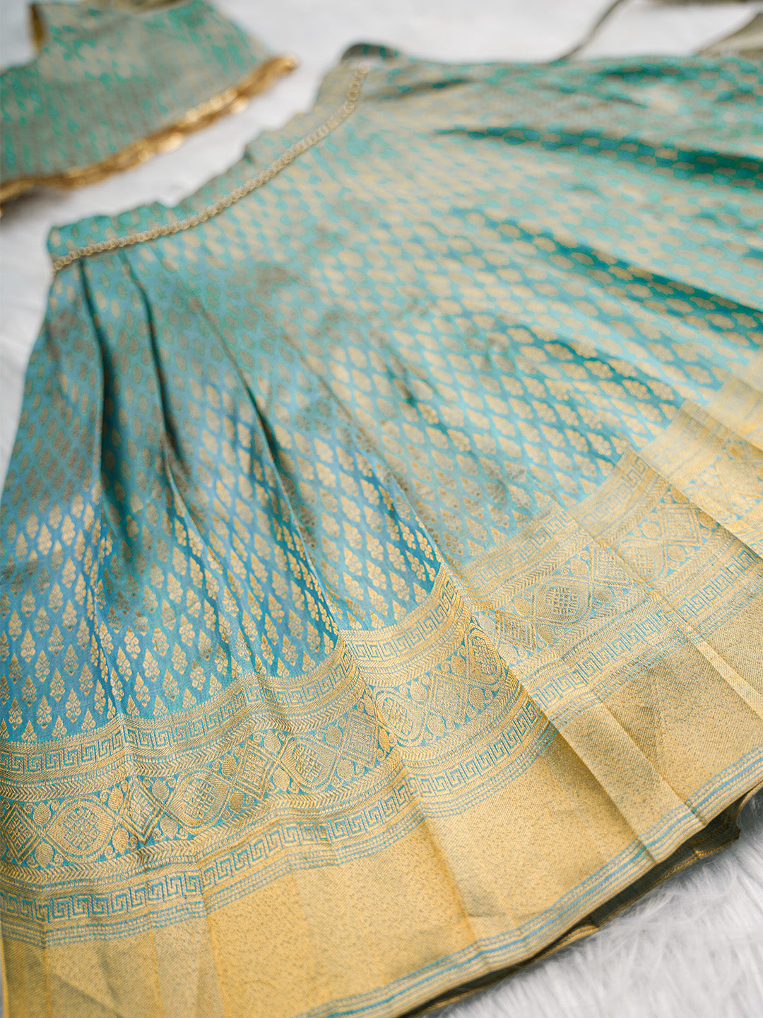 Powder Blue  Kanjivaram Lehenga Set