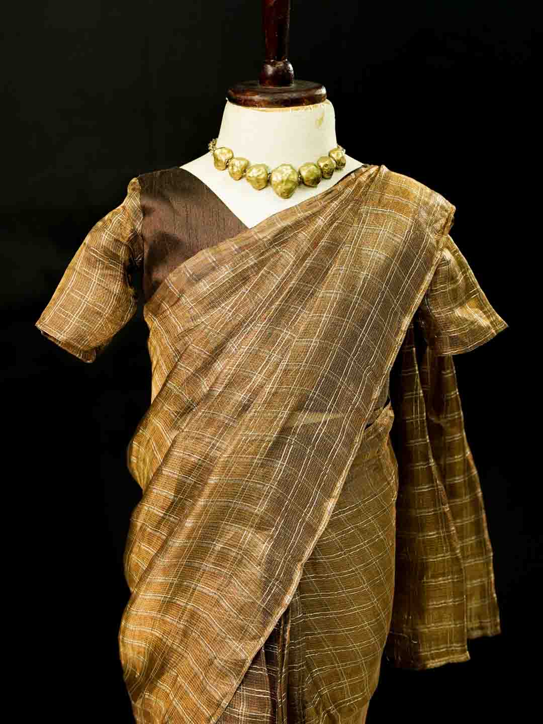 Earthy Chocolate Saree For Kids