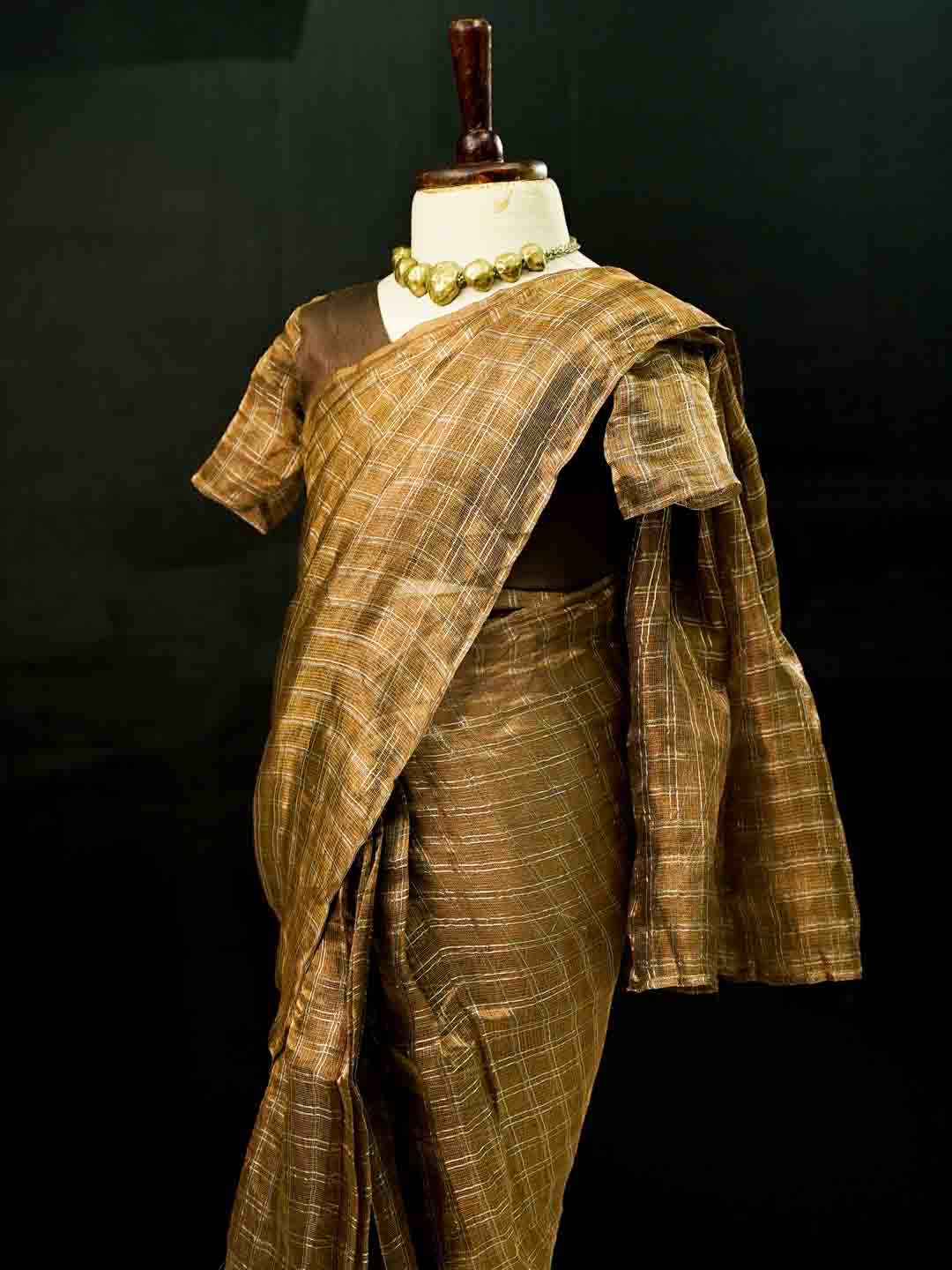 Earthy Chocolate Saree For Kids