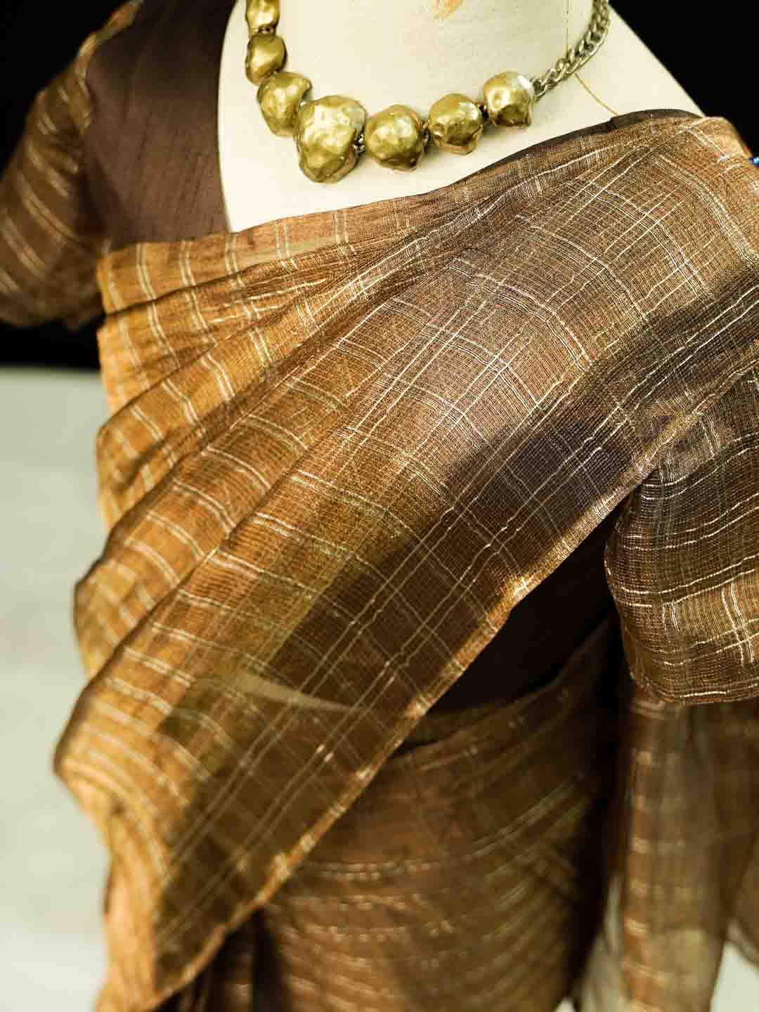 Earthy Chocolate Saree For Kids