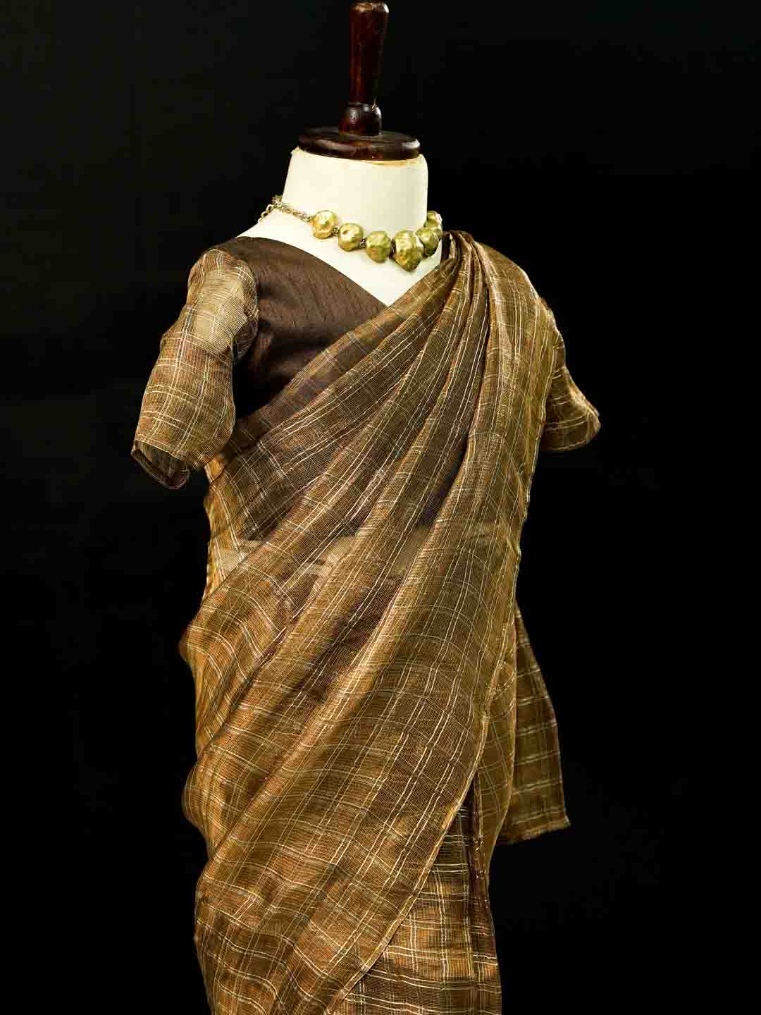 Earthy Chocolate Saree For Kids