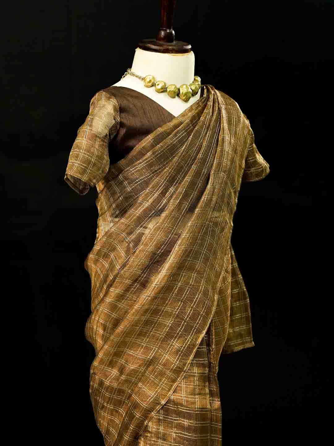 Earthy Chocolate Saree For Kids