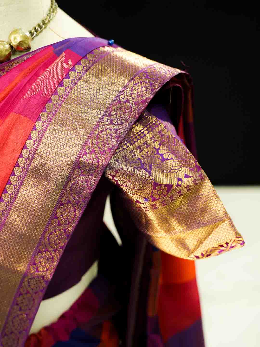 Red and Purple Fusion  Saree For Kids