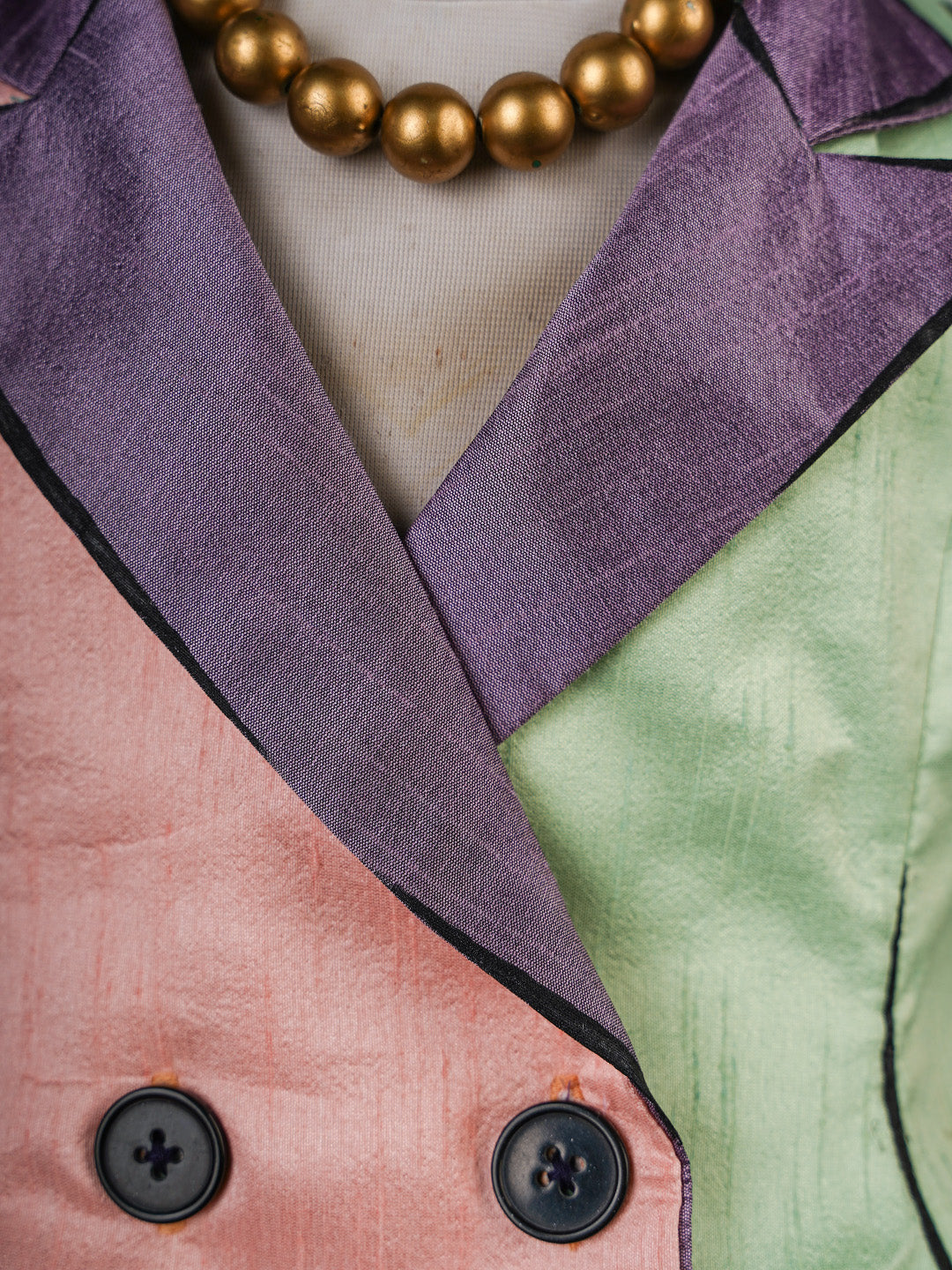 Multicolor-Canvas Coat Gown