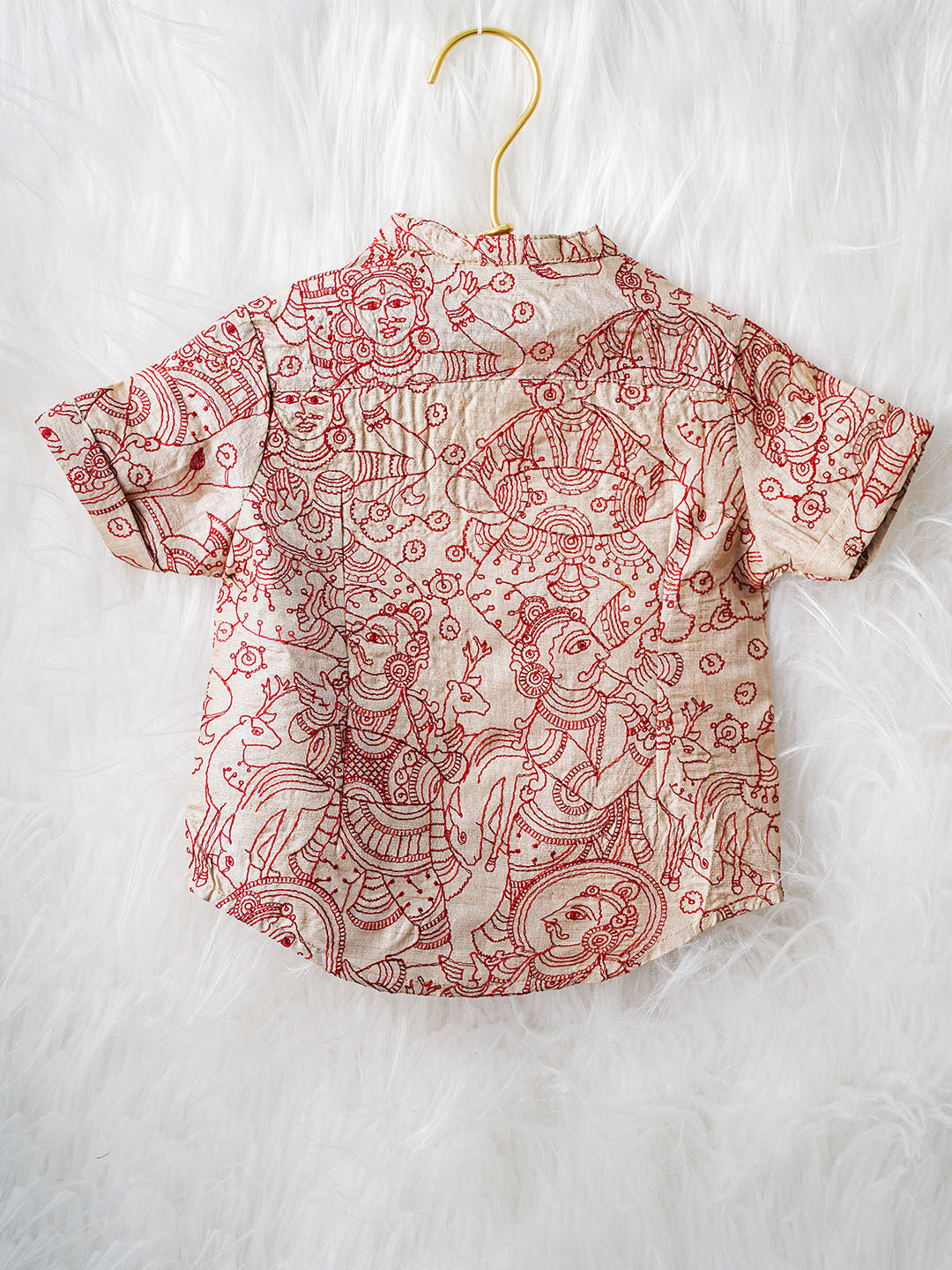 Hand-Embrioded Kanchipuram Silk Baby boy shirt