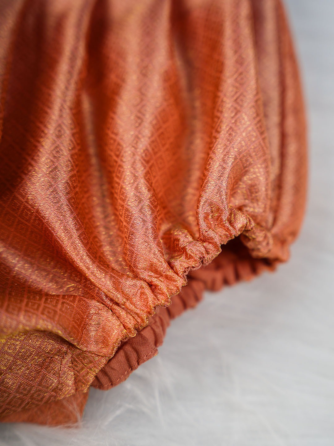 Red and Orange Kanjivaram Silk Romper