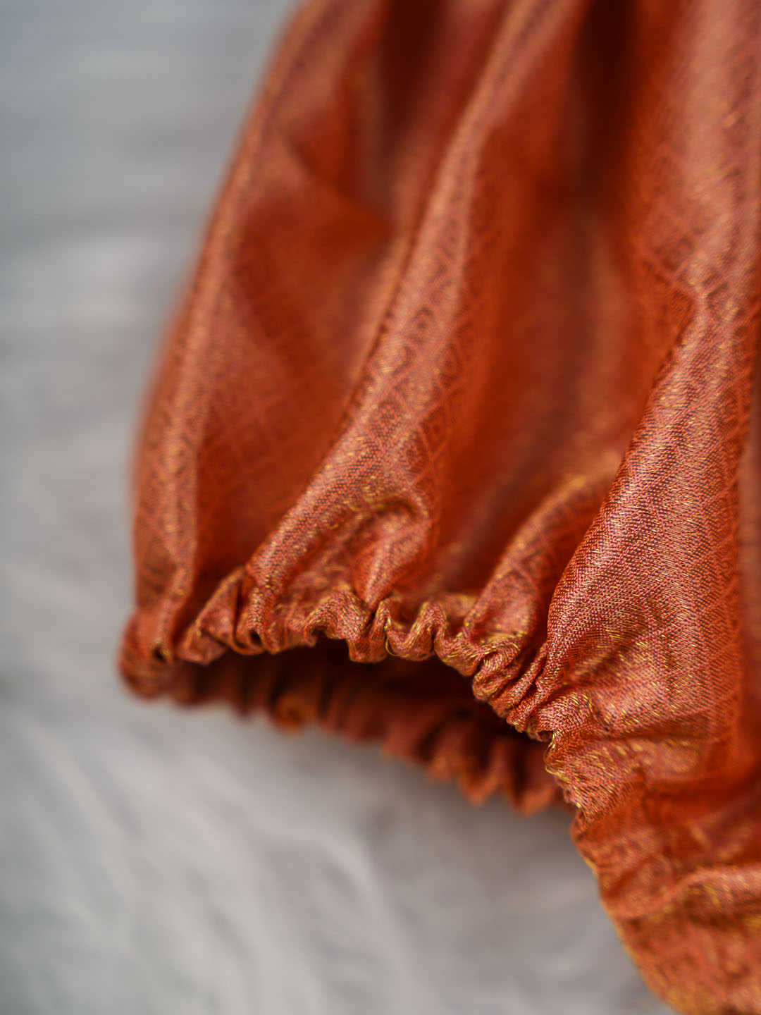 Red and Orange Kanjivaram Silk Romper