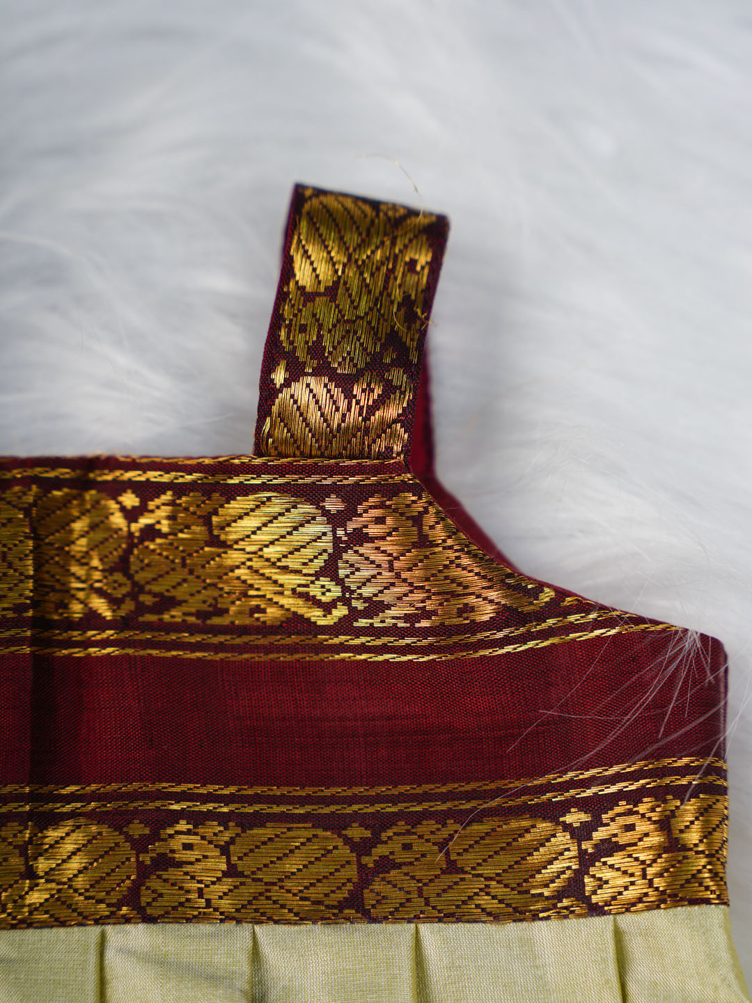 Maroon and  Green Kanjivaram Silk Romper