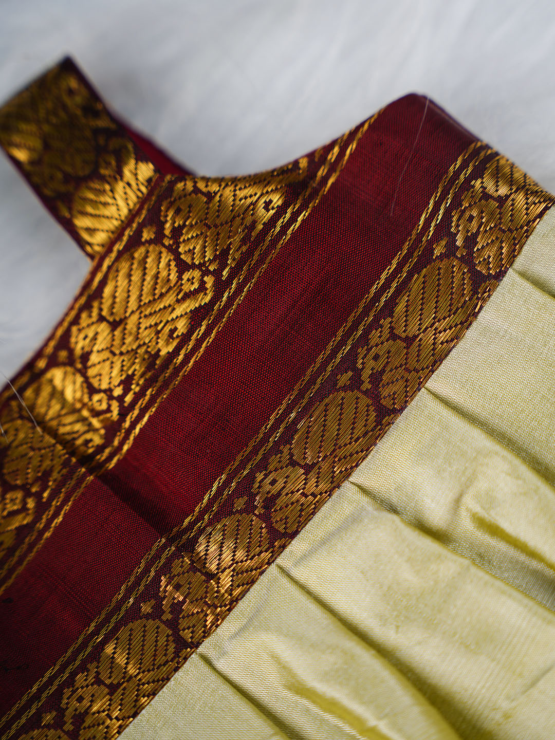 Maroon and  Green Kanjivaram Silk Romper