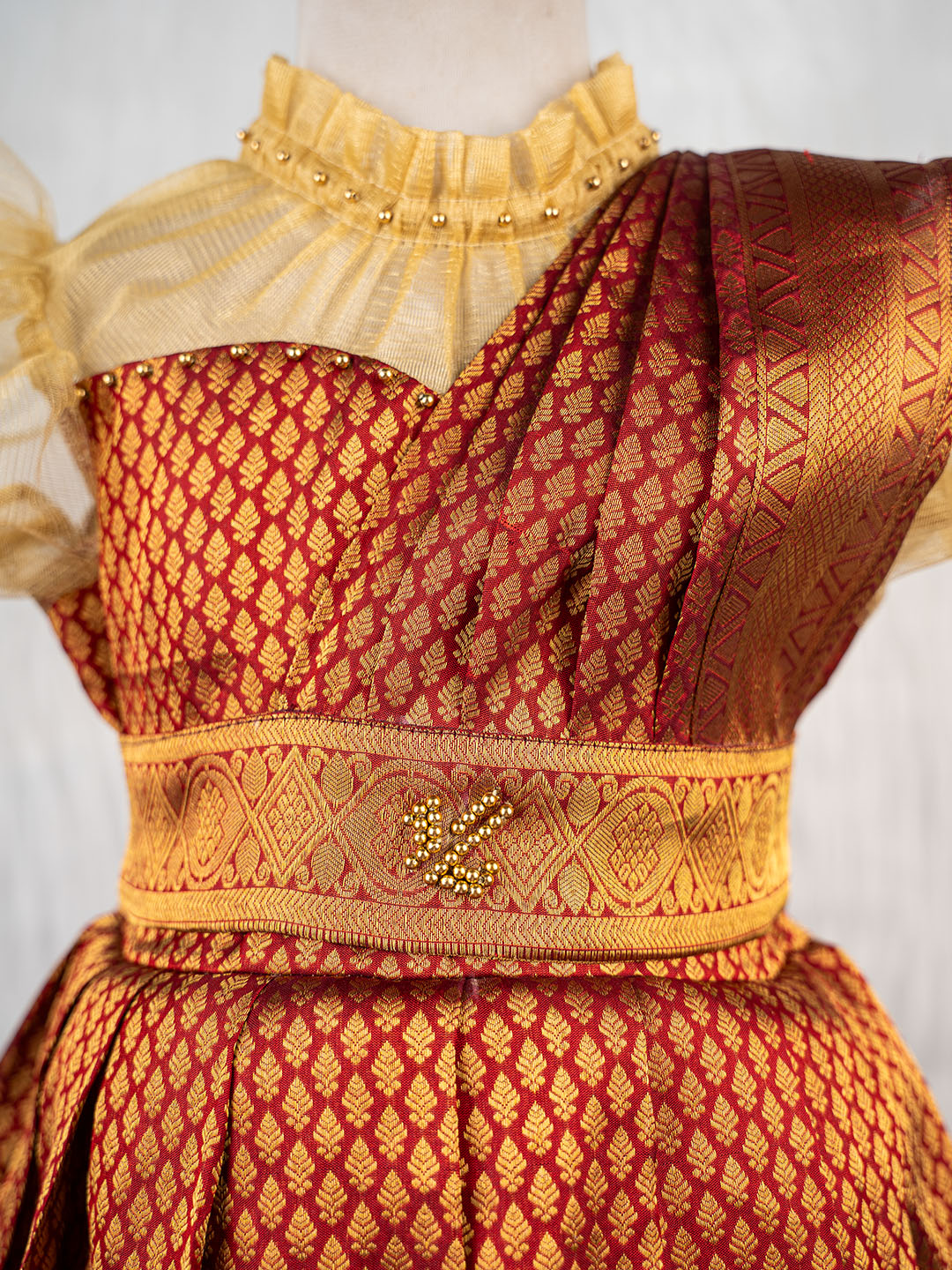 Deep Red  Kanjivaram Silk Gown