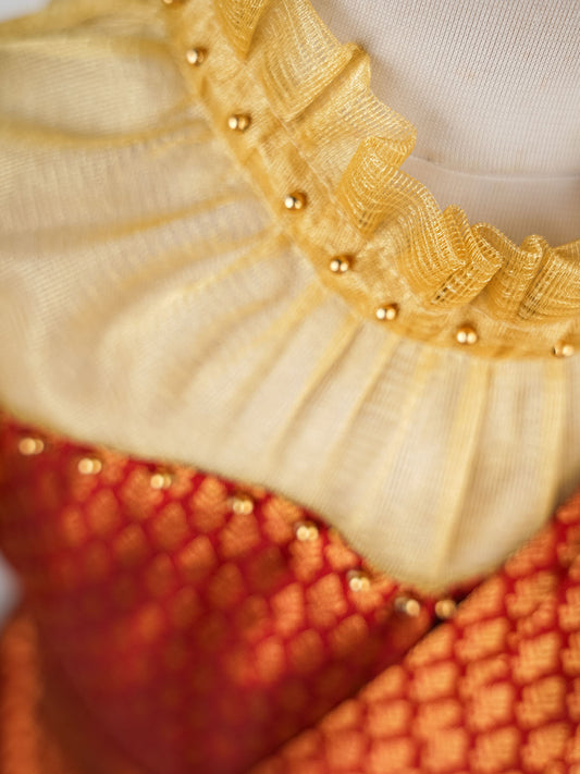Deep Red  Kanjivaram Silk Gown