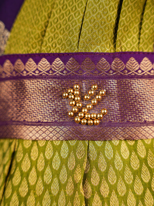 Green and Purple  Kanjivaram Silk Gown