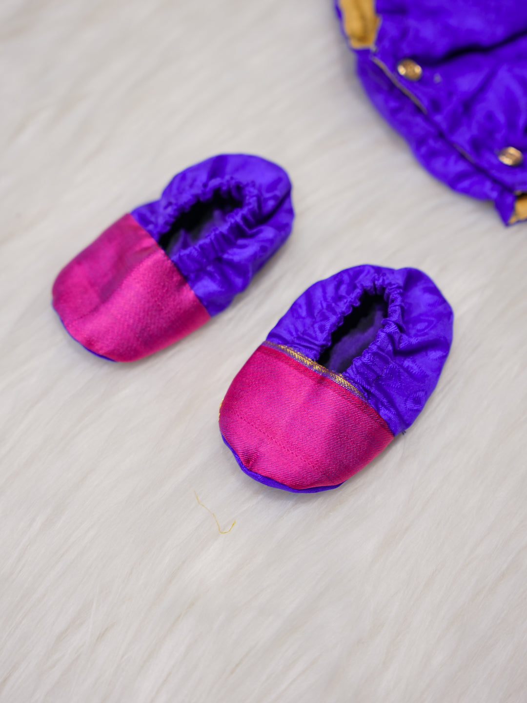 Royal Purple Newborn Silk Romper with Zari Yoke