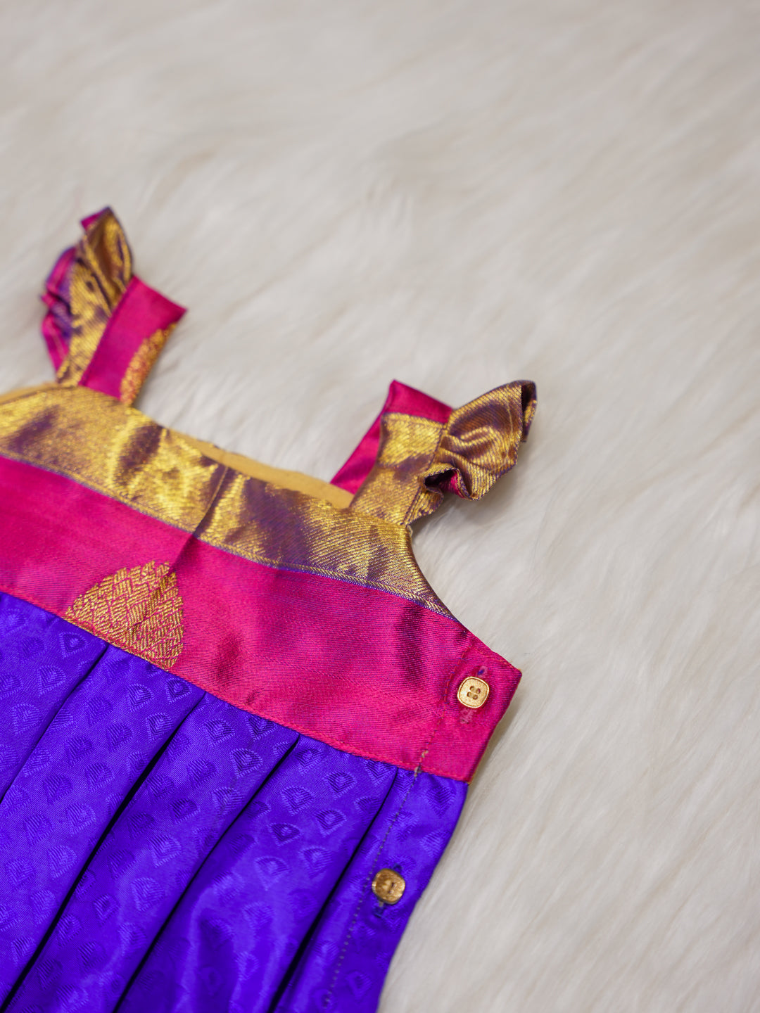 Royal Purple Newborn Silk Romper with Zari Yoke