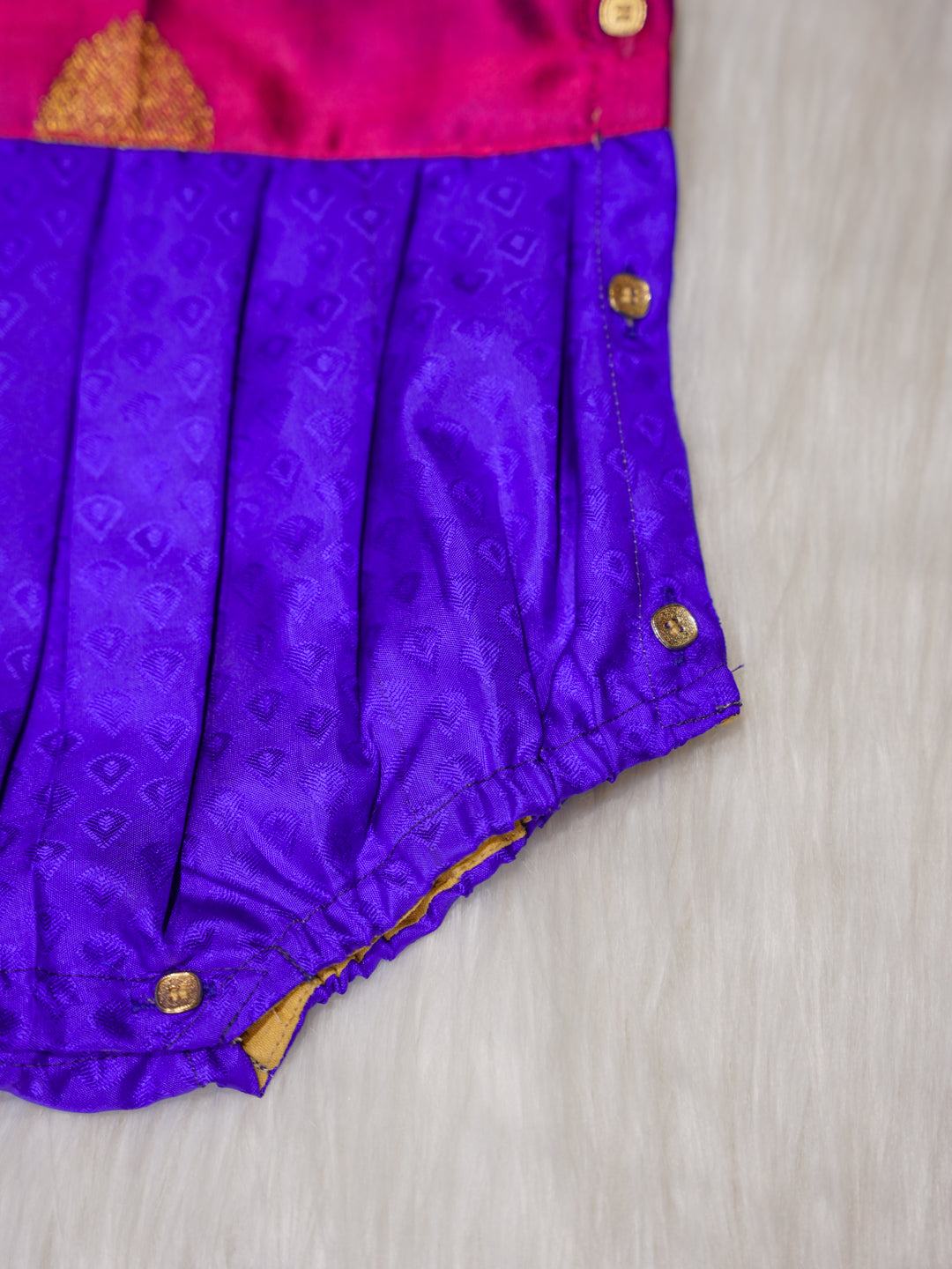 Royal Purple Newborn Silk Romper with Zari Yoke