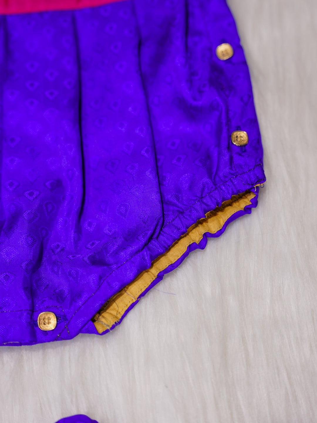 Royal Purple Newborn Silk Romper with Contrast Yoke
