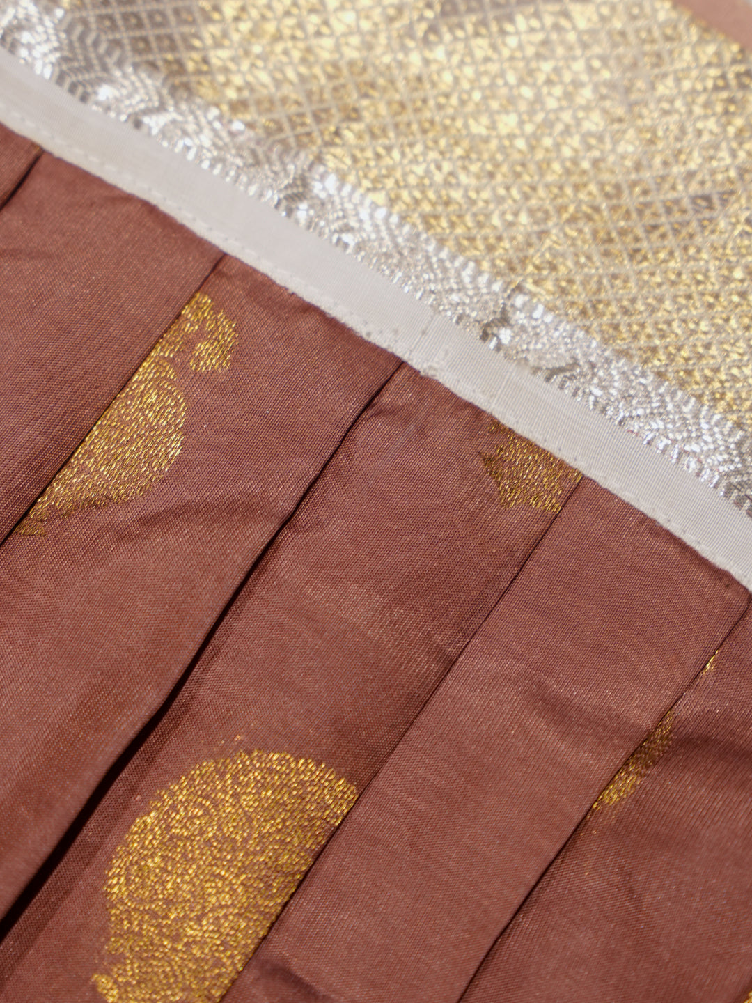 Dusty Rose Newborn Silk Romper with Contrast Gold Yoke