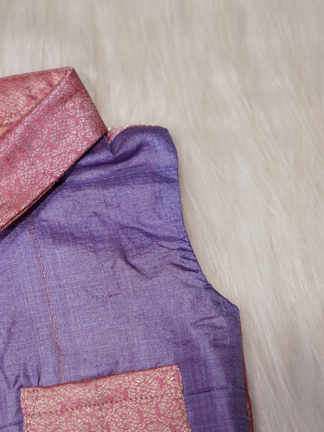 Lavender Newborn Silk Romper with Collar Design