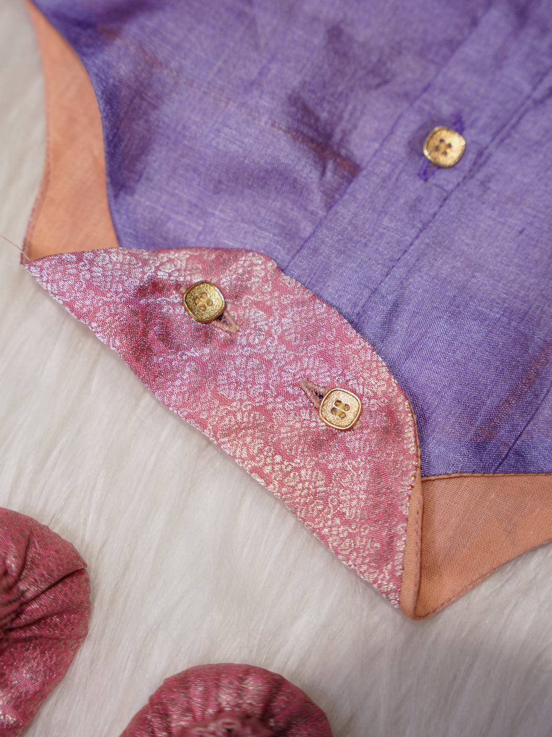 Lavender Newborn Silk Romper with Collar Design