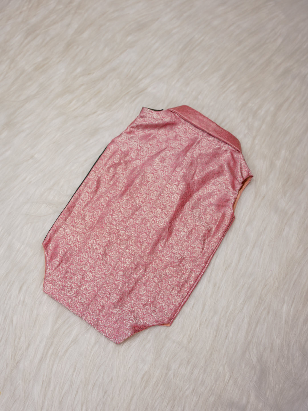 Dusty Pink Newborn Silk Romper with Contrast Green Panel