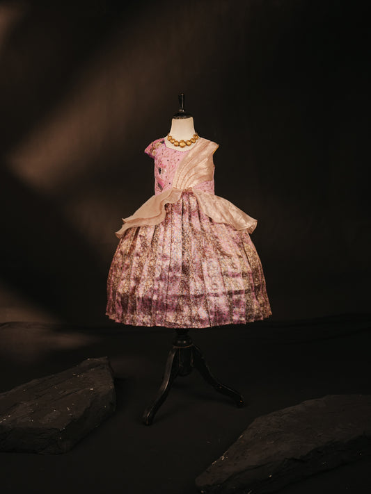Lavender Royale – Draped Gown for Girls