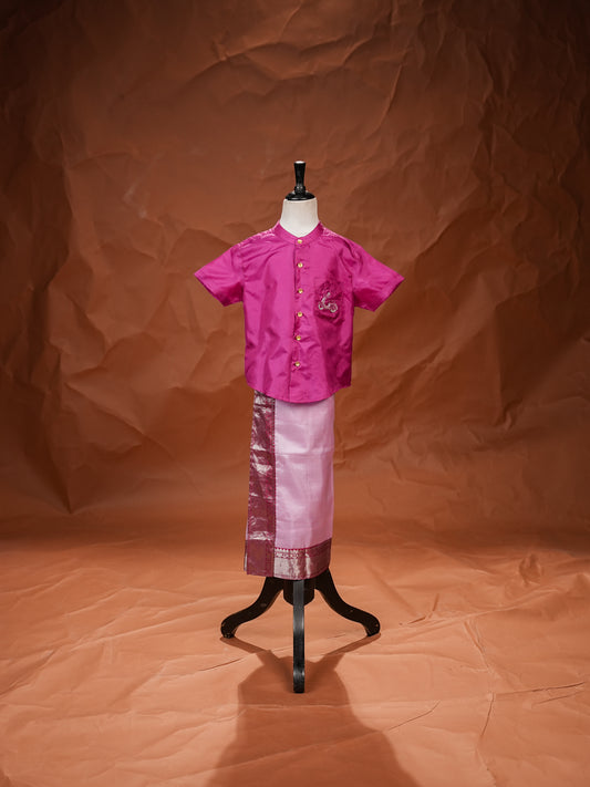 Pink Maharaja – Silk Shirt & Dhoti Set