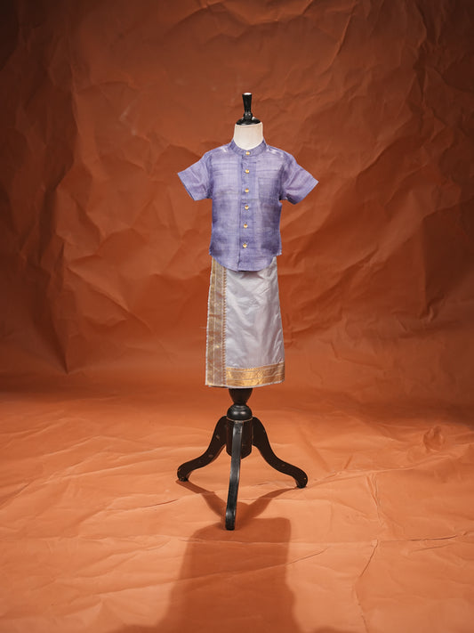 Lavender Maharaja – Silk Shirt & Dhoti Set
