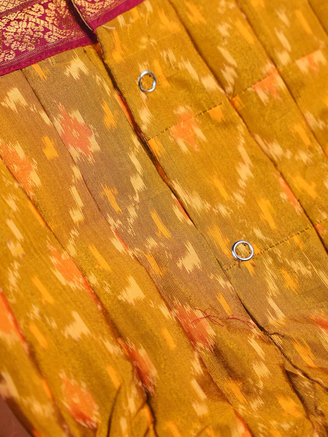 Ikat Princess – Mustard & Magenta Silk Romper