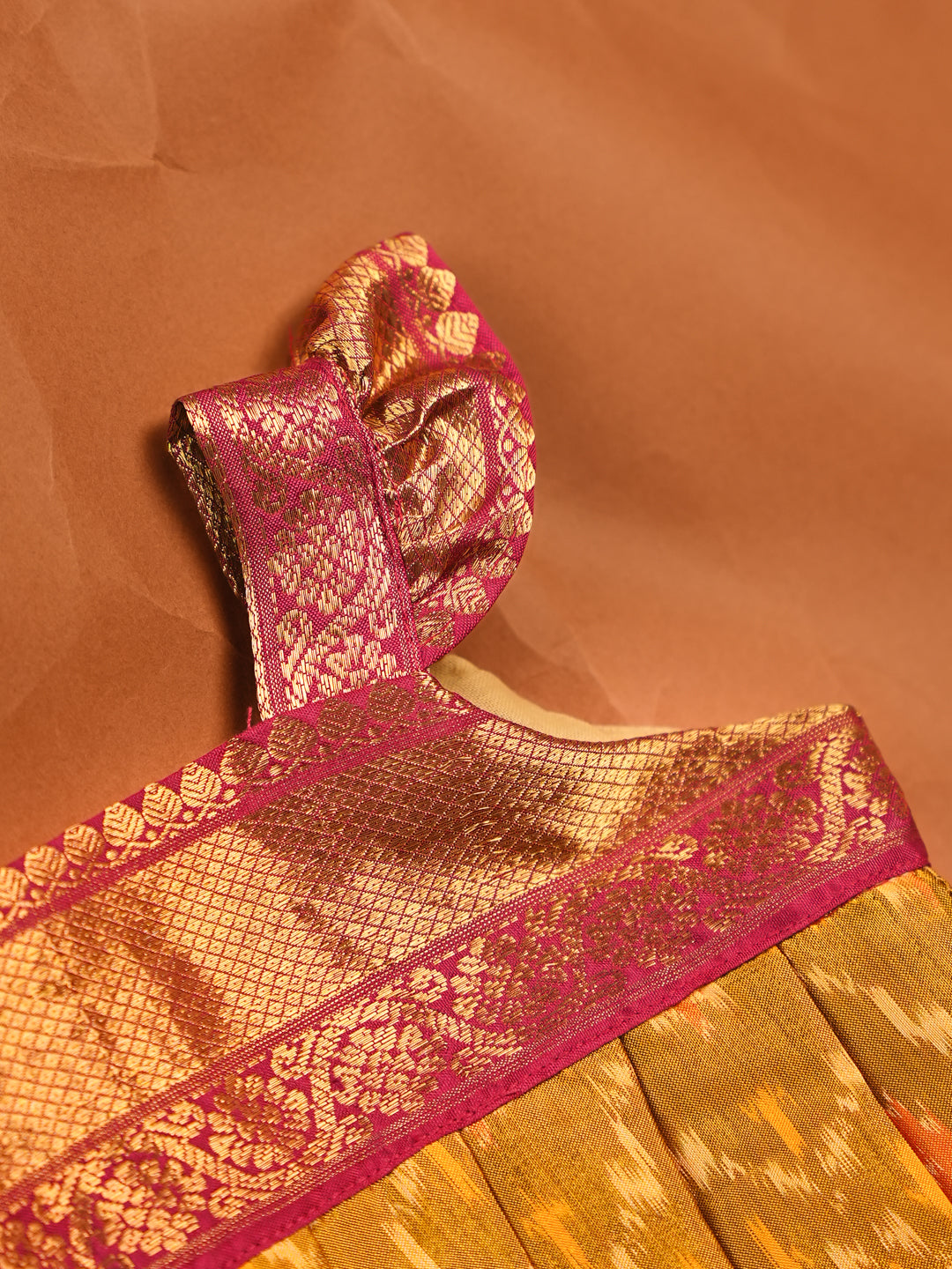 Ikat Princess – Mustard & Magenta Silk Romper