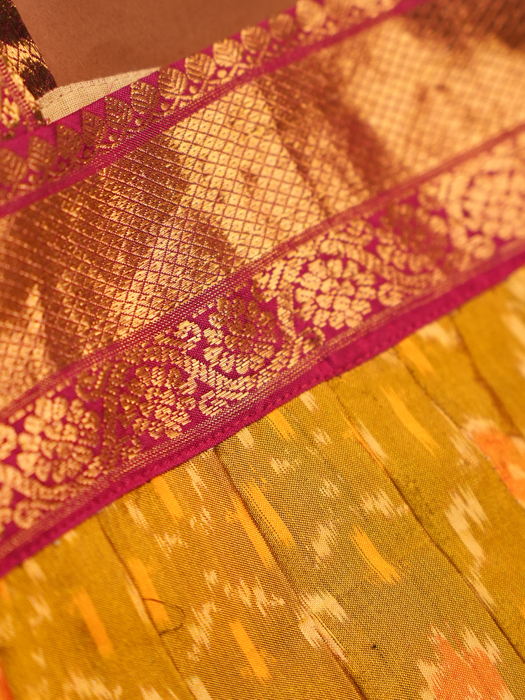 Ikat Princess – Mustard & Magenta Silk Romper
