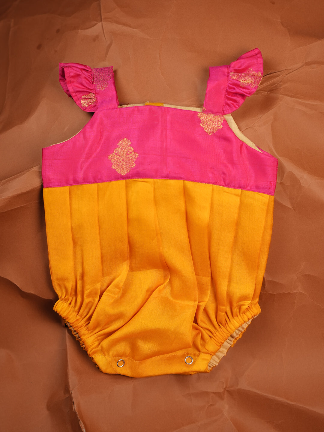 Gulabo Sunshine – Pink & Orange Silk Baby Romper
