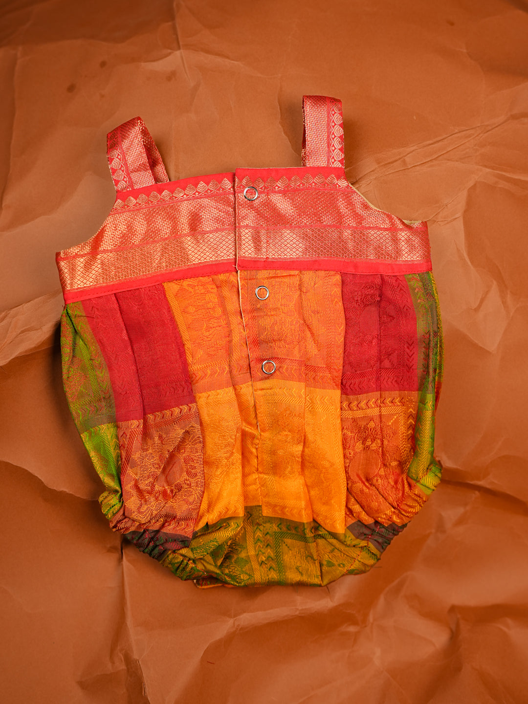 Kanchipuram Bloom – Multicolor Silk Baby Romper