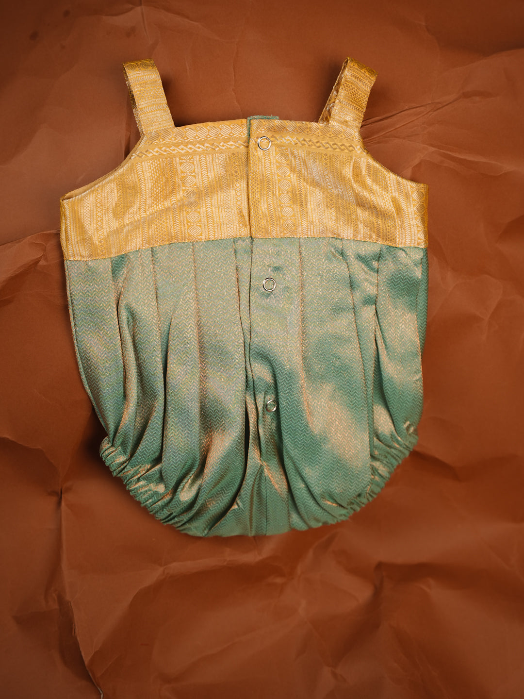 Golden Mist – Mint Green Silk Baby Romper