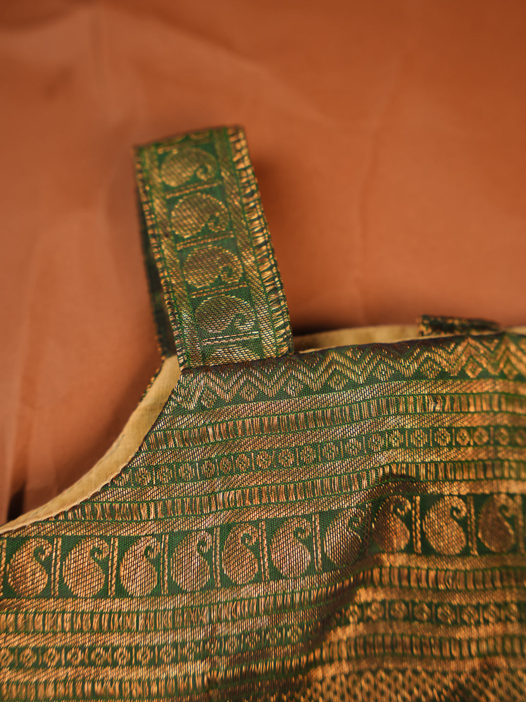 Peacock Grove – Deep Green Kanchipuram Silk Romper