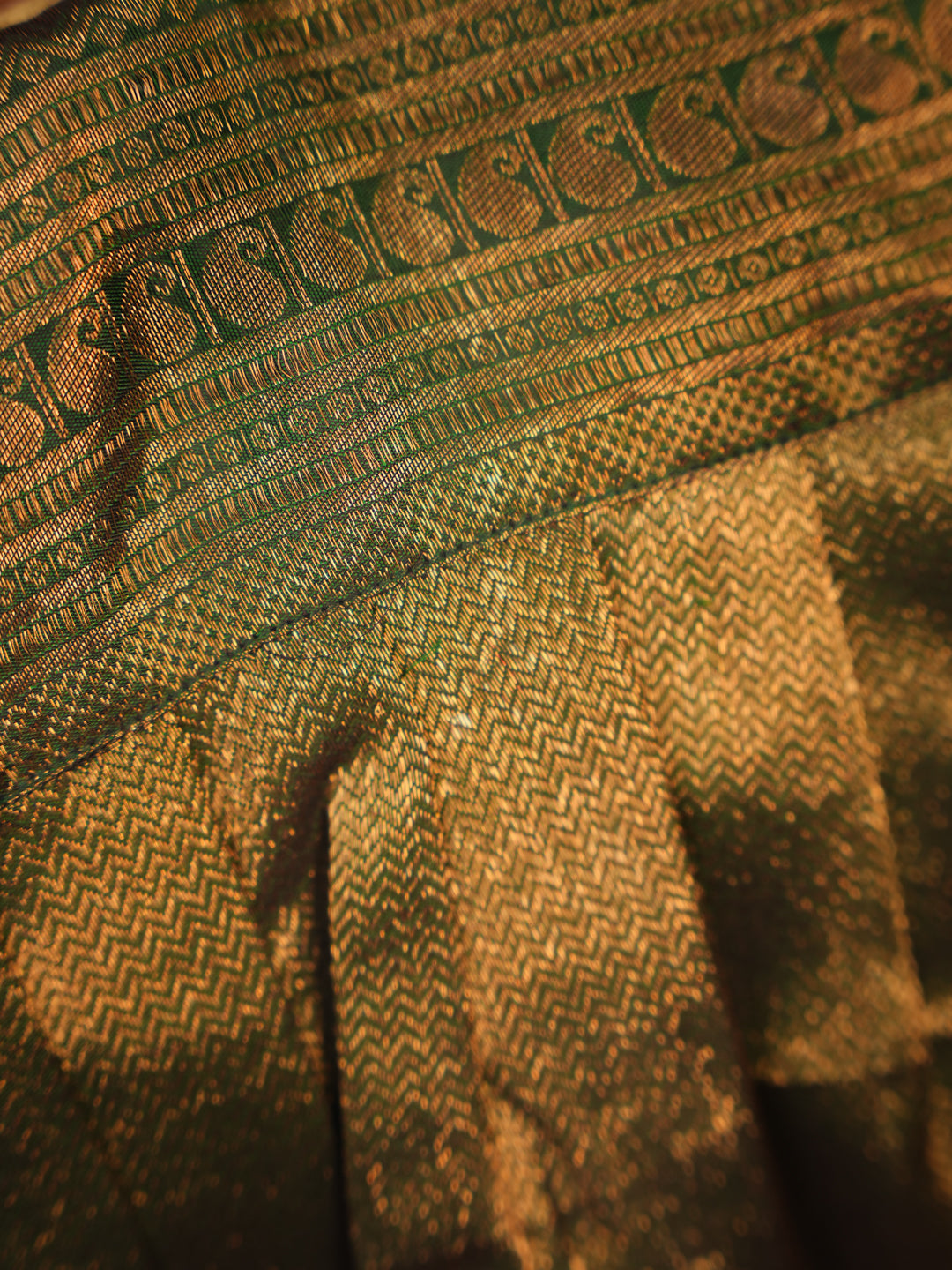 Peacock Grove – Deep Green Kanchipuram Silk Romper